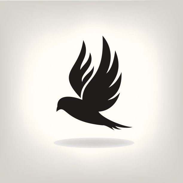 孤立的黑色鸟，展开翅膀图片下载