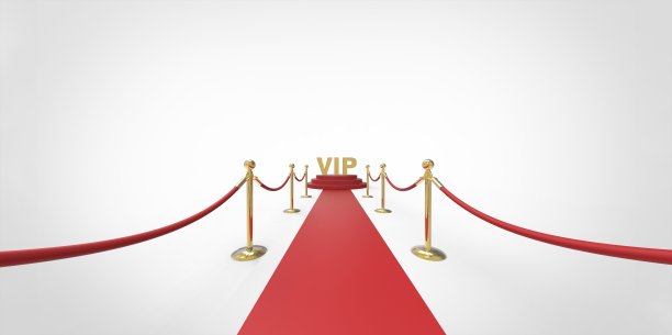 金色VIP文字在红毯VIP道金色护栏上图片下载