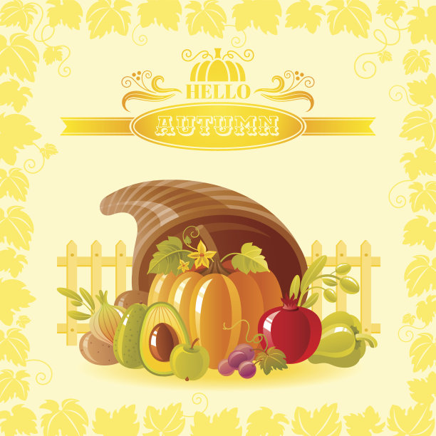 矢量插画的秋天静物，农场感恩节符号图片下载
