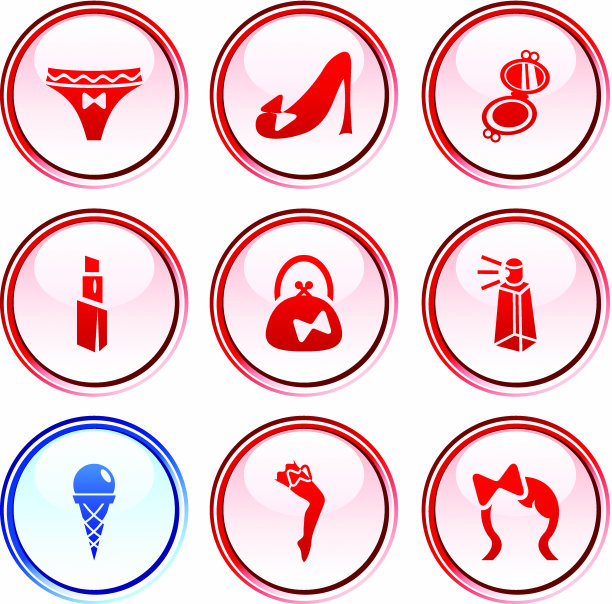 女性按钮。图片下载