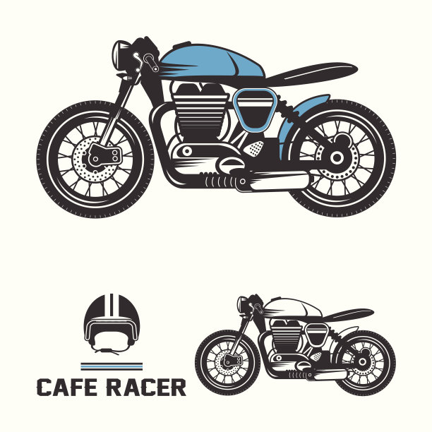 咖啡馆赛车摩托车。图片下载