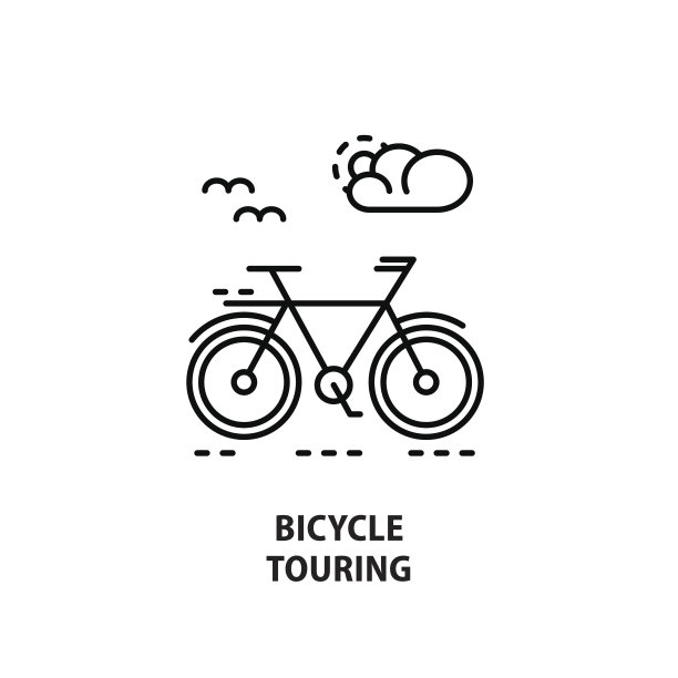 现代矢量标志自行车旅游孤立在白色素材图片