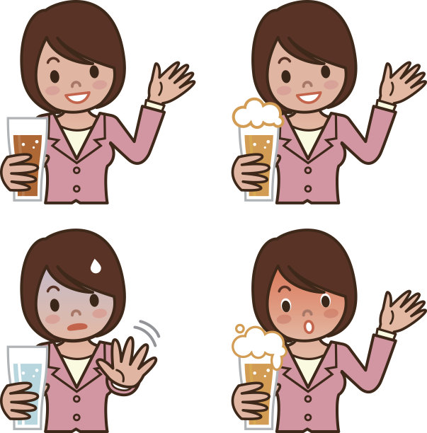 一组表情年轻女子正在喝啤酒图片下载
