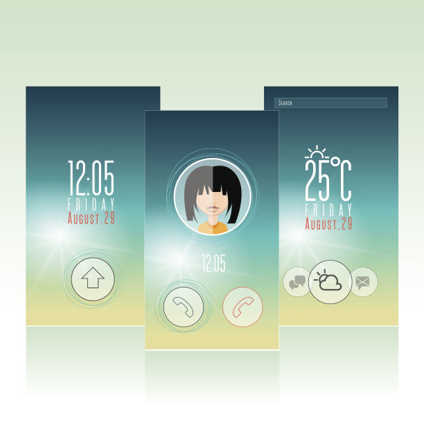 移动界面墙纸矢量模板图片下载