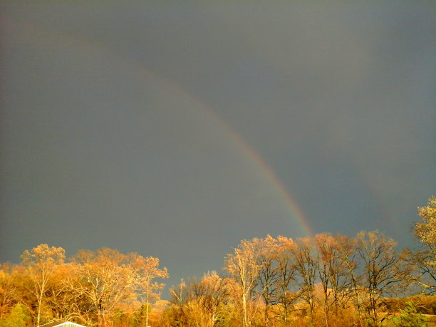 暴风雨天空中的彩虹图片下载