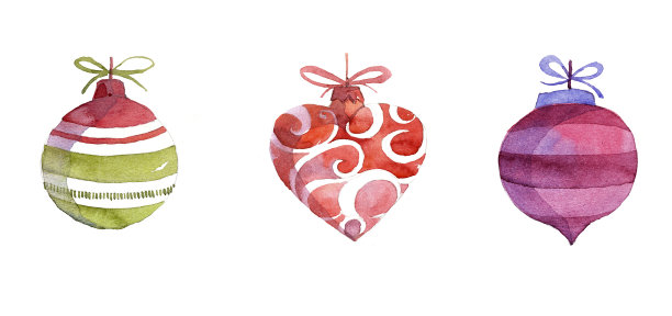一套3个手绘圣诞装饰物图片下载