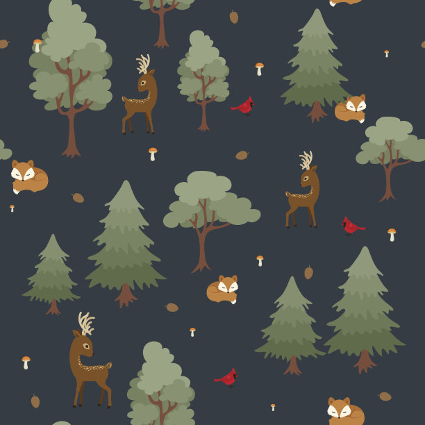 森林动物无缝模式图片下载