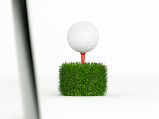 红色球座上的高尔夫球图片下载