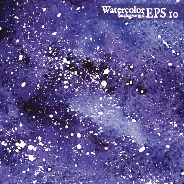 蓝色空间背景。水彩矢量插图。图片下载