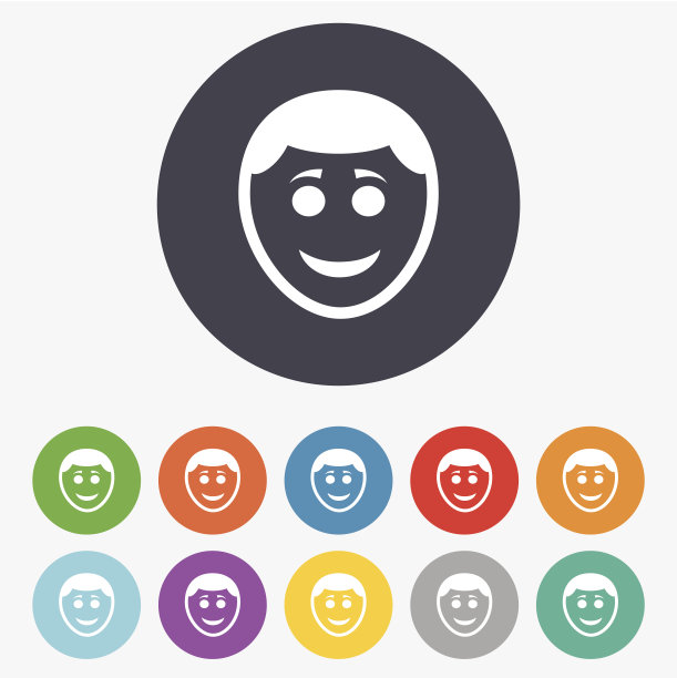 微笑面对图标。发型符号的笑脸。图片下载