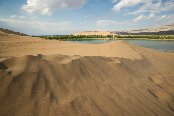 沙漠和湖泊风光图片下载