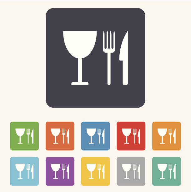 吃符号图标。刀，叉和酒杯。图片下载