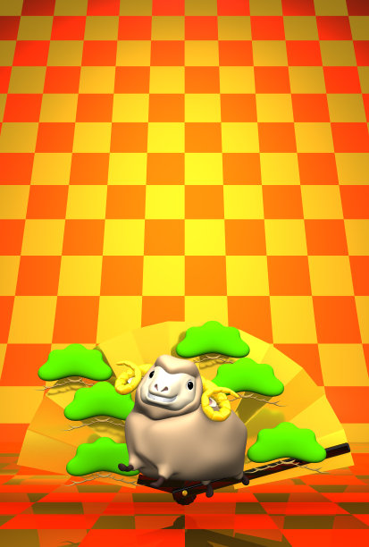 棕色的羊，金色的扇与模式文本空间图片下载