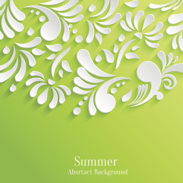具有3D花卉图案的抽象夏季绿色背景图片下载