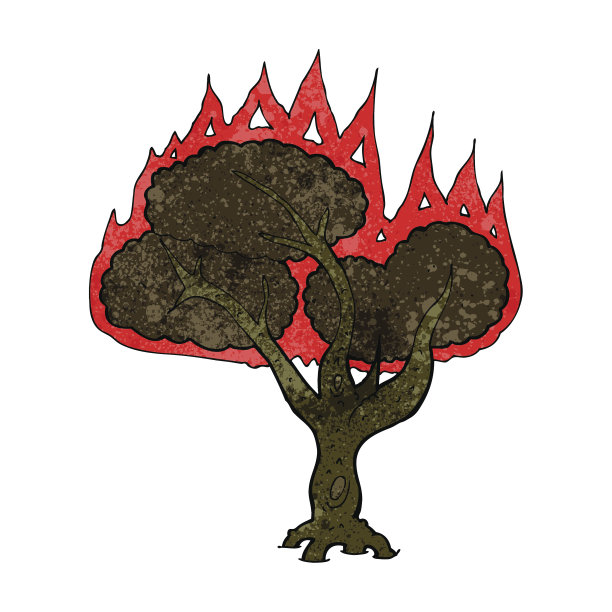 卡通燃烧树图片下载