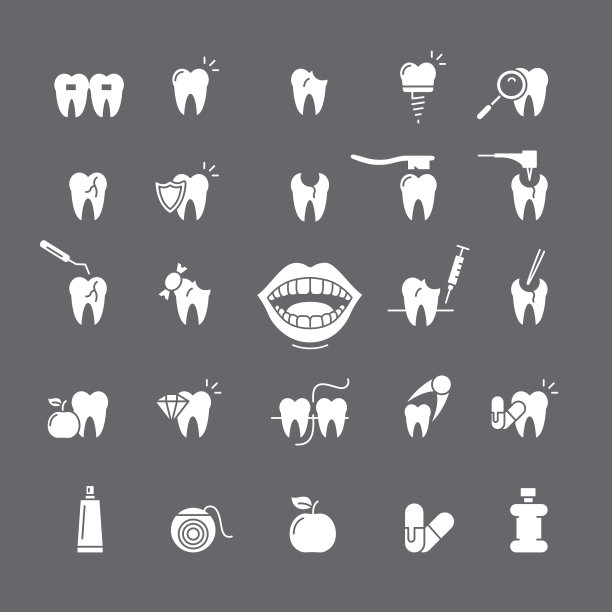 一套白色图标为牙科图片下载