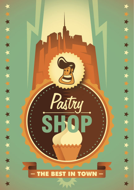 复古糕点店海报。图片下载