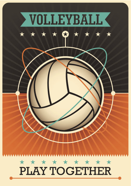 复古排球海报设计。图片下载