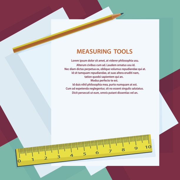 测量仪器，尺子，铅笔，和纸做对比图片下载