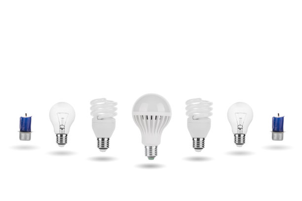 蜡烛、钨丝灯泡、荧光灯、LED灯泡图片下载