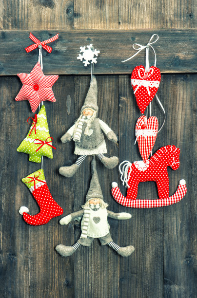 圣诞节装饰手工玩具木制背景图片下载