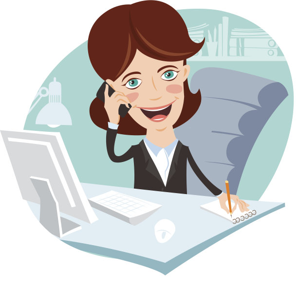 矢量插图的办公室妇女坐在他的办公桌图片下载