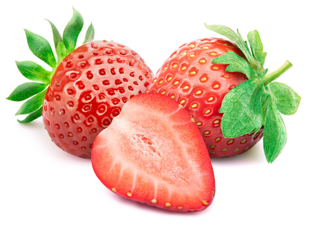 叶子孤立在白色上的草莓图片下载