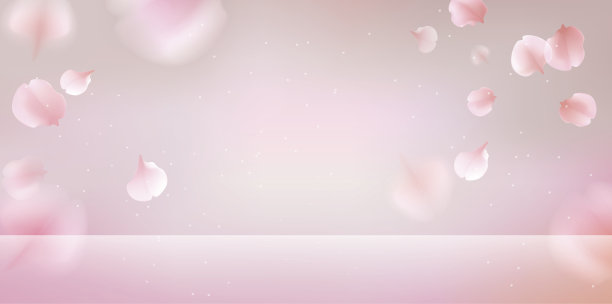 粉红色的樱花花瓣飘落的背景素材图片