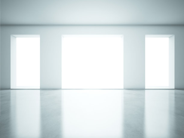 白色简单的房间，有大窗户素材图片