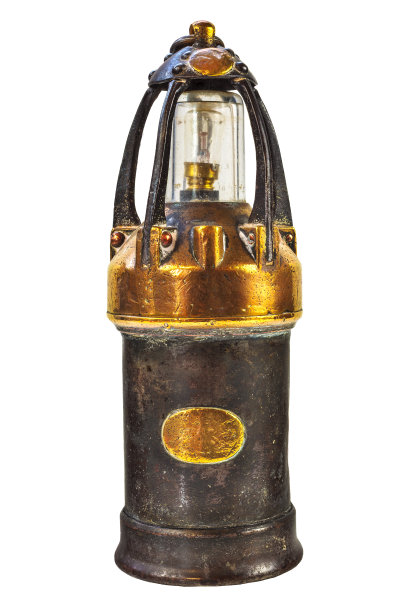 复古矿工光隔离在白色图片下载