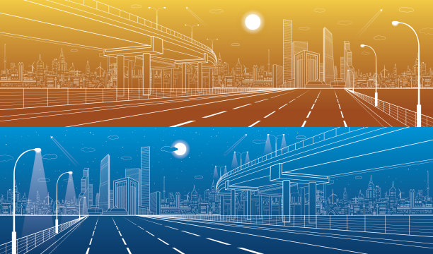 汽车立交桥，建筑和基础设施全景图片下载