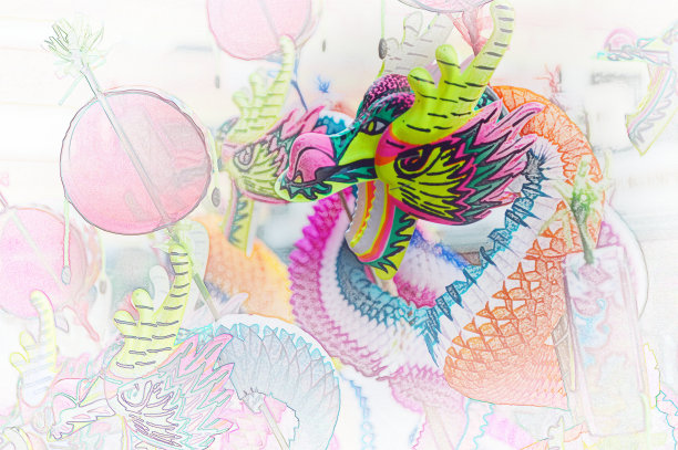 五颜六色的龙玩具，插画风格图片下载