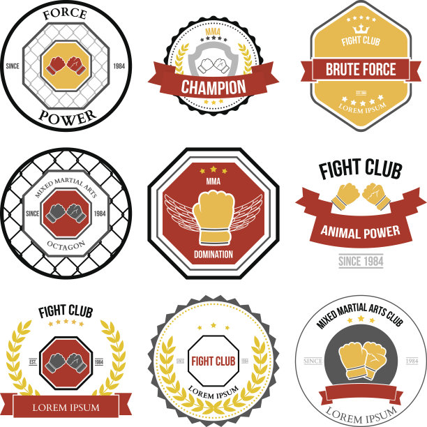 一套综合武术标签，徽章图片下载