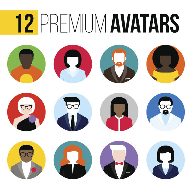 现代扁平风格彩色男女用户头像图片下载