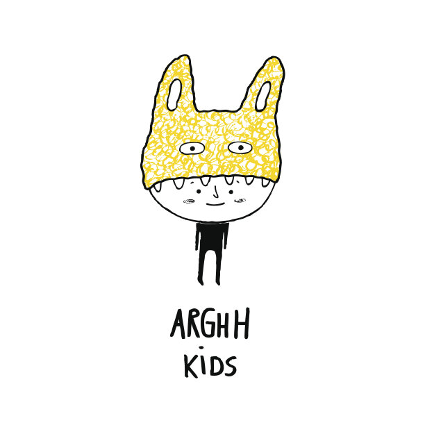 啊，孩子们，带着怪物帽子的男孩矢量插图素材图片