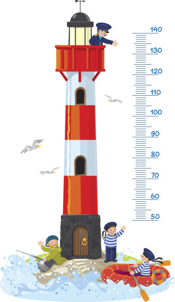 带灯塔的仪表墙或身高图图片下载
