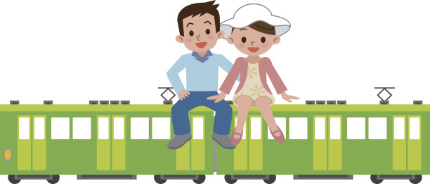 快乐的夫妇和火车图片下载