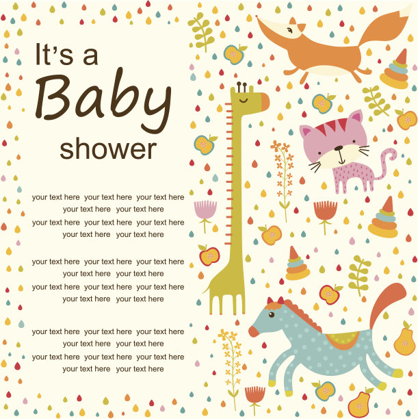 带文字位置的婴儿沐浴卡图片下载