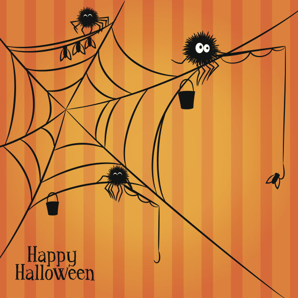 蜘蛛网，蜘蛛和钓鱼在万圣节风格图片下载