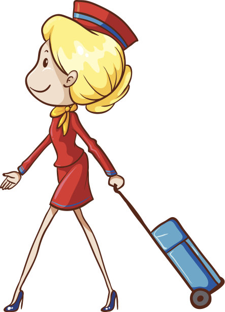 推着手推车的空中小姐图片下载