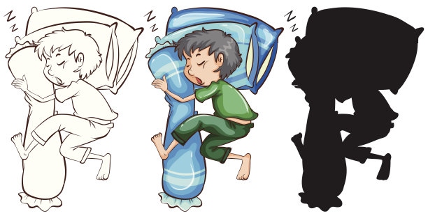 一个男孩睡觉的素描图片下载