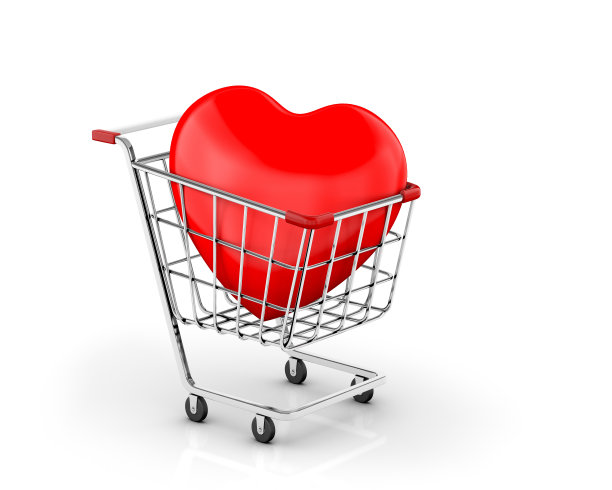 购物车和红色的心图片下载
