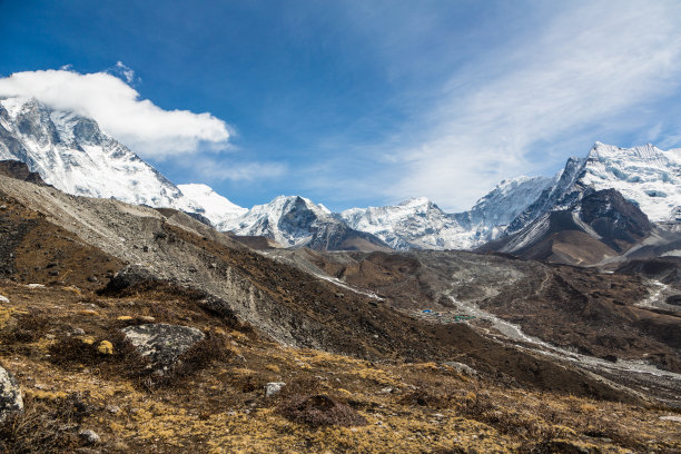 Numptse(7861米)峰，位于尼泊尔Khumbu地区的珠穆朗玛峰大本营步道Dingboche附近素材图片