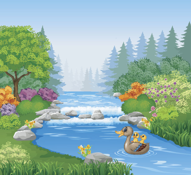 可爱的鸭子在池塘里游泳图片下载