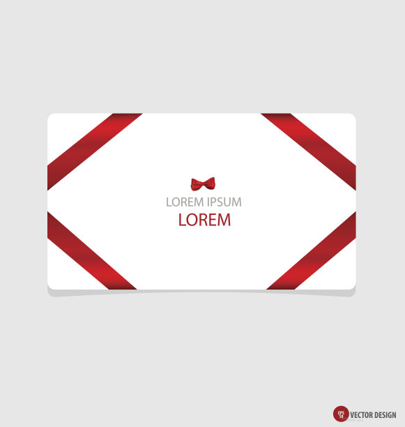 卡片上有红色的礼品蝴蝶结和红丝带。矢量插图。图片下载