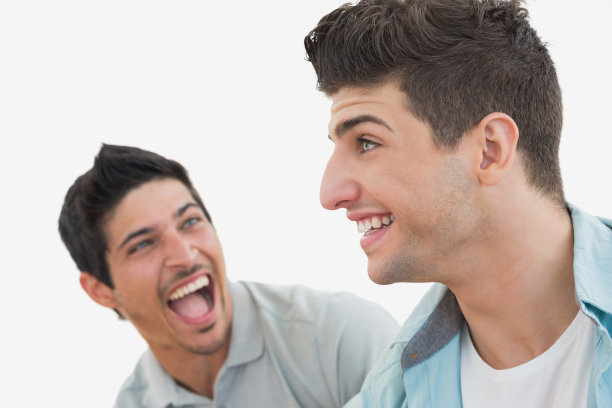 两个兴奋的足球迷的侧视图图片下载