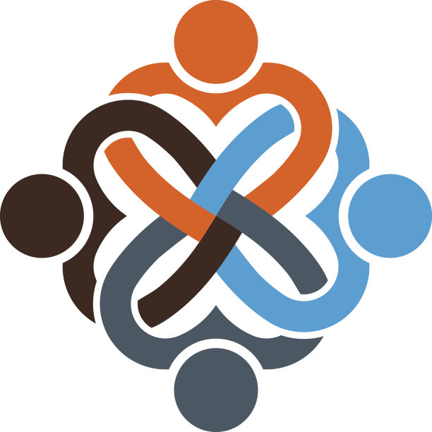 人组团队合作标志。矢量图形设计插图素材图片