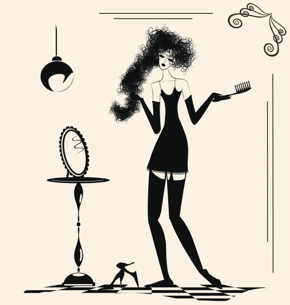 夫人和梳子图片下载