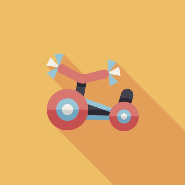 儿童三轮车平面图标与长影子，eps10图片下载