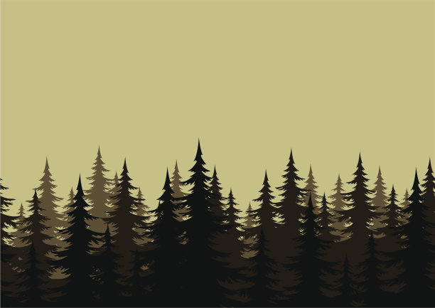 无缝景观，森林，剪影素材图片